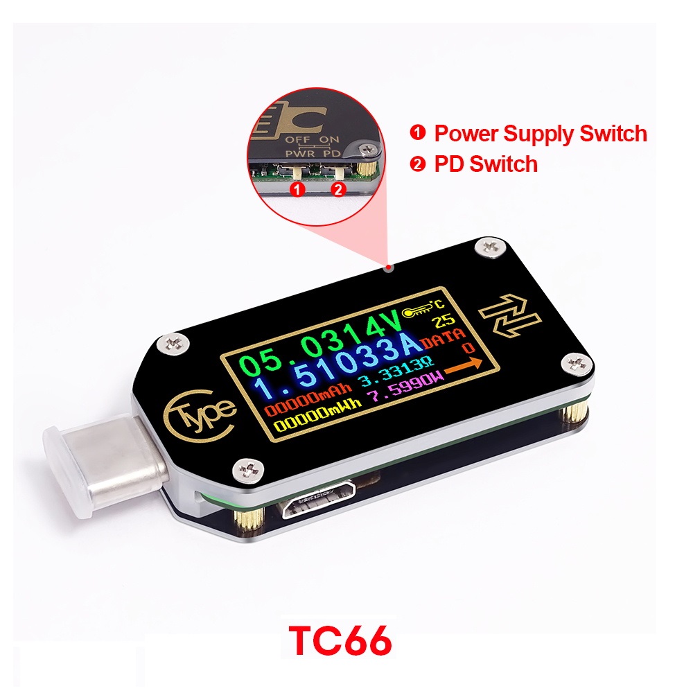 Usb Ammeter Tester - TC66 Tipe-C USB Komunikasi PD Trigger