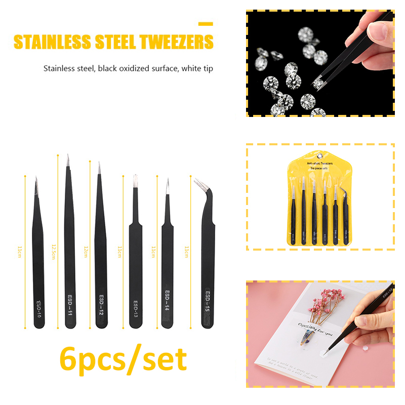 6 Buah/Set Anti Statis Pinset  - Electronics Repair Tool Kit ulasan dan harga