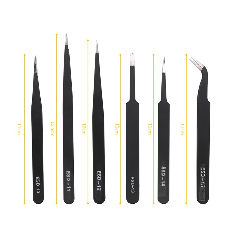 6 Buah/Set Anti Statis Pinset  - Electronics Repair Tool Kit ulasan dan harga
