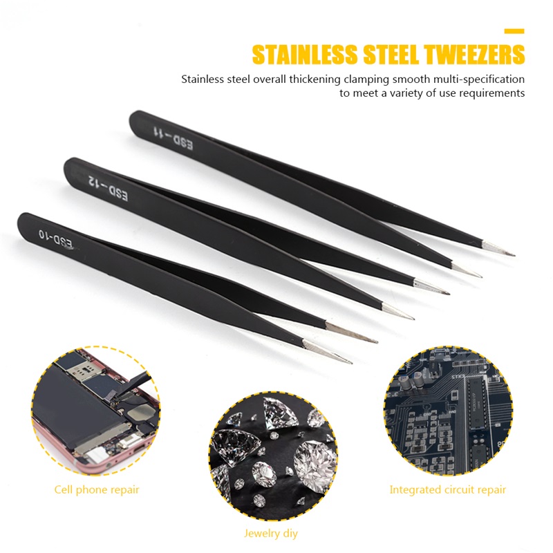6 Buah/Set Anti Statis Pinset  - Electronics Repair Tool Kit ulasan dan harga
